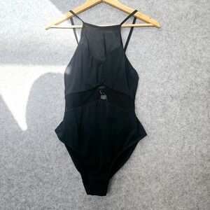 One Piece Swimsuit Womens Small‎ Black Mesh Panel Strappy Beach AFRIEL TABBRIS